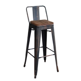 Σκαμπό Μπάρ Relix Wood Antique Black Ε5208,10 44X44Χ100 cm Μέταλλο,Ξύλο