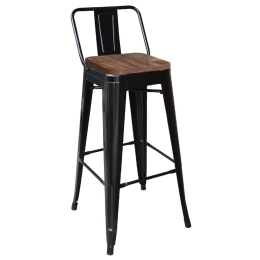 Σκαμπό Μπάρ Relix Wood Black Ε5208,1 44X44Χ100 cm Μέταλλο,Ξύλο