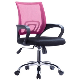 Πολυθρόνα Γραφείου Με Ανάκλιση BF2101-F ΕΟ254,71F 55x57x86/96cm Chrome Pink-Black