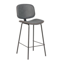 Σκαμπό Bar Barley ΕΜ774,1 43x49x70/102cm Black-Pu Vintage Grey Σετ 2τμχ Μέταλλο,Τεχνόδερμα