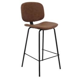 Σκαμπό Bar Barley ΕΜ774,2 43x49x70/102cm Black-Pu Vintage Brown Σετ 2τμχ Μέταλλο,Τεχνόδερμα