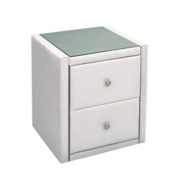 Κομοδίνο Με Τζάμι Wilton Ε8057,1G 46x41x57cm White Ξύλο,Γυαλί,Τεχνόδερμα