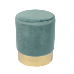 Σκαμπό Sol Ε7030,2 D.37x44cm Gold-Green Velure Μέταλλο,Ύφασμα