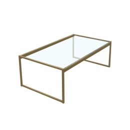 Τραπεζάκι Σαλονιού Toledo ΕΜ520 120x60x48cm Gold-Glass Μέταλλο,Γυαλί