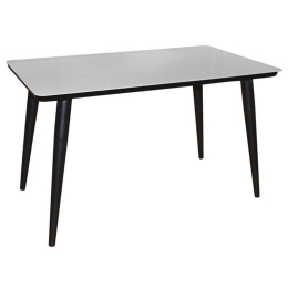 Τραπέζι Union ΕΜ833,1 130x80x75cm 130x80cm Βαφή Black-Glass White Μέταλλο,Γυαλί