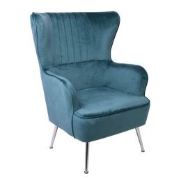 Πολυθρόνα Croma Blue Velure Ε7138,1 76x80x104cm Βελούδο, Μέταλλο