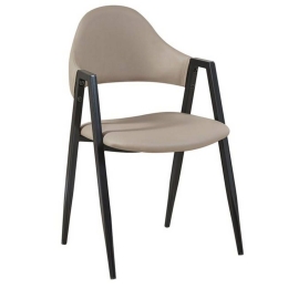 Πολυθρόνα Delta Cappuccino ΕΜ1301,2 50x55x80cm Σετ 2τμχ Μέταλλο,Τεχνόδερμα