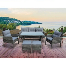 Σετ Σαλόνι California 6Τμχ K/D Twin Grey/Grey Ε6755,2 7 Θέσεων