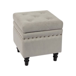 Σκαμπό Αποθ/κό Loko Black/Grey Velure Ε7036,2 37x37x40cm Βελούδο, Ξύλο