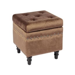 Σκαμπό Αποθ/κό Loko Black/Brown Velure Ε7036,1 37x37x40cm Βελούδο, Ξύλο