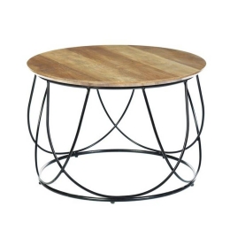 Τραπέζι Σαλονιού Boko Φ60x40cm Black/Walnut ΕΜ9610 Melamine, Metal