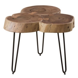 Τραπέζι Σαλονιού Fuego-3 Acacia Natural/Black ΕΑ7057 +/-50x50x42cm Μέταλλο,Ξύλο