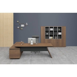 Γραφείο Proline Δεξιά Γωνία Dark Wallnut/Black ΕΟ966,R 200x90/200x50 (H.76)cm