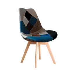 Καρέκλα Martin Patchwork Blue ΕΜ136,83 49x57x82cm Σετ 4τμχ Ξύλο,Ύφασμα