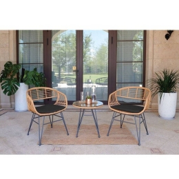 Σαλόνι Σετ Salsa Lounger 3Τμχ Black/Natural Ε274,S D.51x51cm 2 Θέσεων
