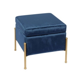 Σκαμπό Ray Αποθ/κό Blue Velure Ε7031,1 40x40x37cm Βελούδο, Μέταλλο
