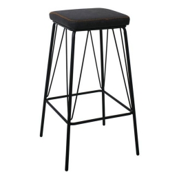 Σκαμπό Μπαρ Panton Vintage Black ΕΜ779,3 43x43x76cm Σετ 2τμχ Μέταλλο,Τεχνόδερμα