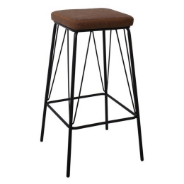 Σκαμπό Μπαρ Panton Vintage Brown ΕΜ779,2 43x43x76cm Σετ 2τμχ Μέταλλο,Τεχνόδερμα