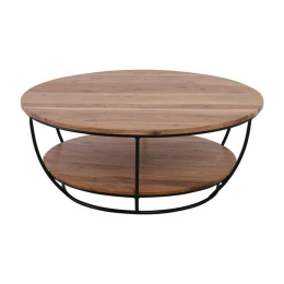 Τραπέζι Σαλονιού Roy Natural/Black ΕΑ7075 D.90cm H.35cm Μέταλλο,Ξύλο