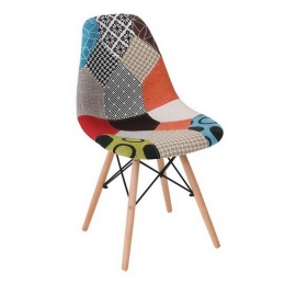 Καρέκλα Art Wood ΕΜ123,8 47x52x84cm Natural-Multi Σετ 4τμχ Ξύλο,Πολυπροπυλένιο