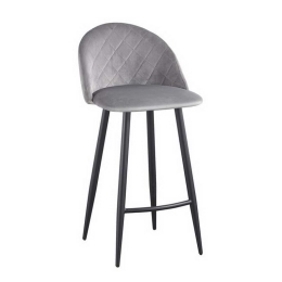 Σκαμπό Bar Bella ΕΜ758,2 48x52x70/94cm Black Grey Σετ 4τμχ Μέταλλο,Ύφασμα