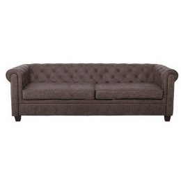 Καναπές Τριθέσιος Chesterfield-W Ε9420,33 219x82x80cm Antique Brown Ύφασμα