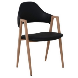Πολυθρόνα Delta ΕΜ130,6 51x51x81cm Natural-Black Σετ 2τμχ Μέταλλο,Τεχνόδερμα