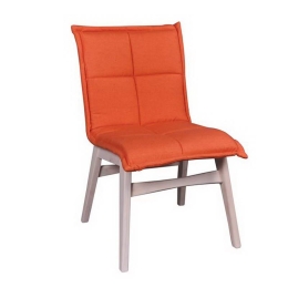 Καρέκλα Forex Ε7765,2 50x58x83cm White-Orange Σετ 2τμχ Ξύλο,Ύφασμα
