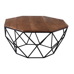 Τραπεζάκι Σαλονιού Glen ΕΑ7081 82x82x40cm Black Natural Μέταλλο,Ξύλο