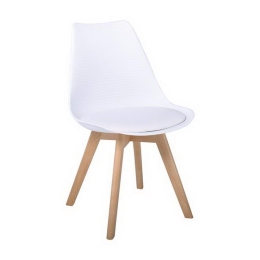 Καρέκλα Martin Stripe ΕΜ136,14S 49x56x82cm White Σετ 4τμχ Ξύλο,Πολυπροπυλένιο