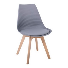 Καρέκλα Martin Stripe ΕΜ136,44S 49x56x82cm Grey Σετ 4τμχ Ξύλο,Πολυπροπυλένιο