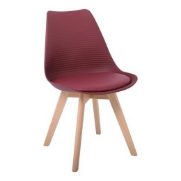 Καρέκλα Martin Stripe ΕΜ136,02S 49x56x82cm Bordeaux Σετ 4τμχ Ξύλο,Πολυπροπυλένιο