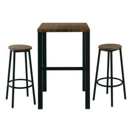 Τραπέζι Bar Με Δύο Σκαμπό Σετ 3Τμχ Mayer ΕΜ9798,S Τρ.60x60x100/Φ30cm H.75cm Anthracite-Antique Brown Mdf,Μέταλλο