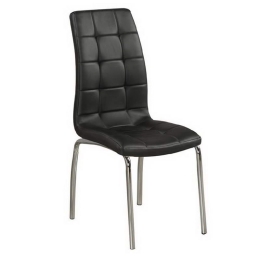 Καρέκλα Melva ΕΜ942,1 42x56x96cm Chrome-Black Σετ 4τμχ Μέταλλο,Τεχνόδερμα