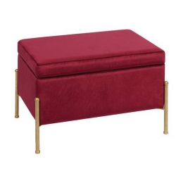 Σκαμπό Με Αποθηκευτικό Χώρο Ray Ε7031,32 60x40x40cm Gold-Red Μέταλλο,Ύφασμα
