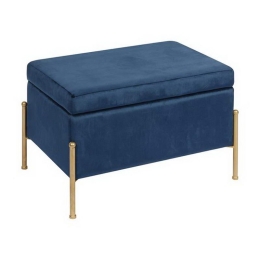 Σκαμπό Με Αποθηκευτικό Χώρο Ray Ε7031,12 60x40x40cm Gold-Blue Μέταλλο,Ύφασμα