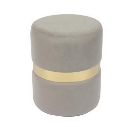 Σκαμπό Βοηθητικό Tommy Ε7037,4 D.35x43cm Gold-Grey Μέταλλο,Ύφασμα