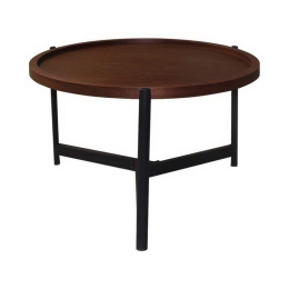 Τραπεζάκι Σαλονιού Toss ΕΜ9609,2 D.70 H.40cm Black-Walnut Mdf,Μέταλλο