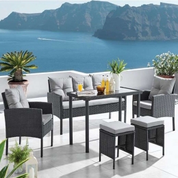 Σαλόνι Σετ 6Τμχ Santo Ε6866 Dark Grey-Grey 7 Θέσεων