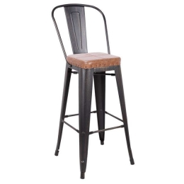 Σκαμπό Bar Relix Ε5209P,104 43x48x78/114cm Black-Camel Μέταλλο,Τεχνόδερμα