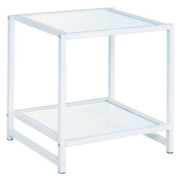 Κομοδίνο Atos Ε8014,2 48x44x50cm White Μέταλλο,Γυαλί