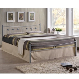 Κρεβάτι Dugan 145x195x83cm Για Στρώμα 140x190cm Silver Διπλό Μέταλλο