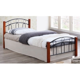 Κρεβάτι Norton Ε8070 97x201x81cm Για Στρώμα 90x190cm Black-Walnut Μονό Μέταλλο,Ξύλο