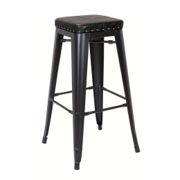 Σκαμπό Bar Relix Ε5190P,15M 43x43x78cm Black Μέταλλο,Τεχνόδερμα