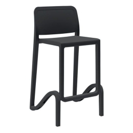 Σκαμπό Bar Με Πλάτη Giano Ε389,5 51x47x65/89cm (Σετ 4τμχ) Black Πολυπροπυλένιο