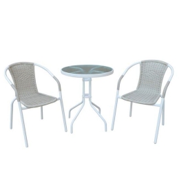 Τραπεζαρία Κήπου Baleno Ε240,8 (Σετ 3τμχ) Φ60x70cm White - Beige 2 Θέσεων
