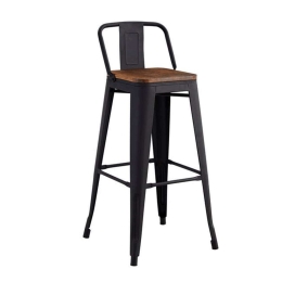 Σκαμπό Bar Με Πλάτη Relix Ε5208,1ΜW 42x42x76/92cm Dark Oak-Black
