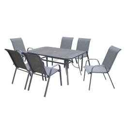 Τραπεζαρία Κήπου Rio (Σετ 7Τμχ) Ε250L 150x90x71cm/55x74x91cm Anthracite-Grey 6 Θέσεων
