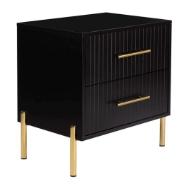 Κομοδίνο Με 2 Συρτάρια Fino Ε7010,2 58x43x58cm Black-Gold