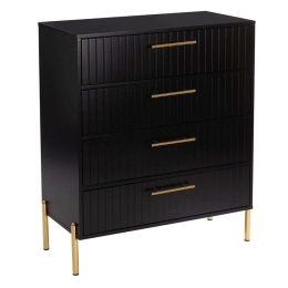 Συρταριέρα Με 4 Συρτάρια Fino Ε7011,2 83x43x94cm Black-Gold